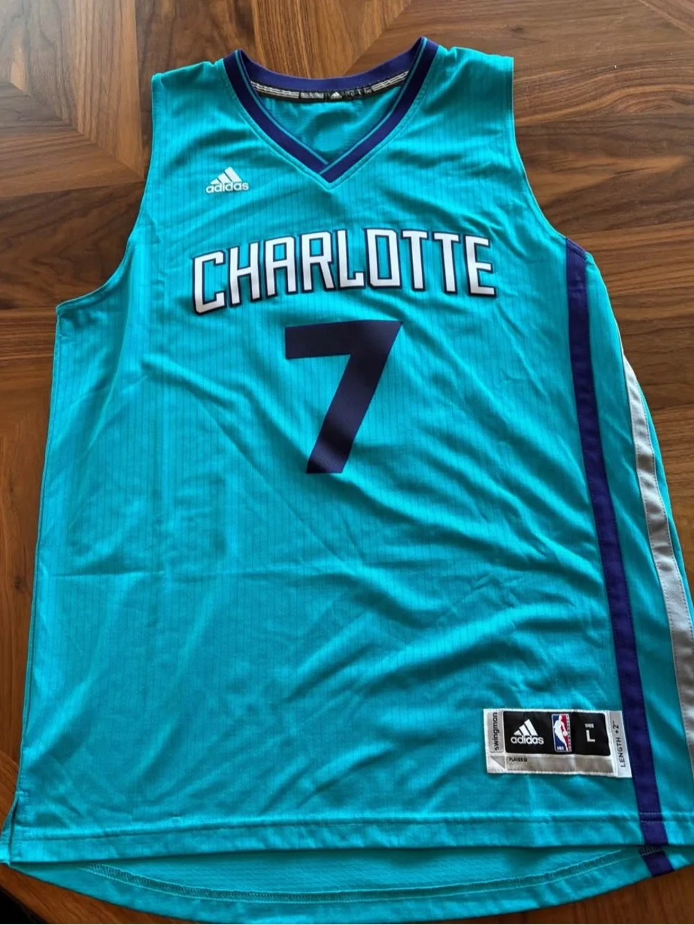 Jeremy Lin Charlotte Hornets #7 Men's Large Adidas Teal Jersey Extremely RARE